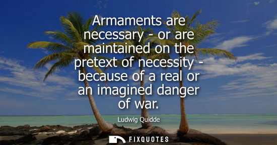 Small: Armaments are necessary - or are maintained on the pretext of necessity - because of a real or an imagi