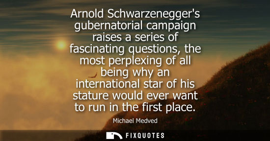 Small: Arnold Schwarzeneggers gubernatorial campaign raises a series of fascinating questions, the most perplexing of