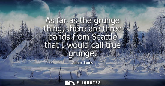 Small: As far as the grunge thing, there are three bands from Seattle that I would call true grunge - Adam Jones
