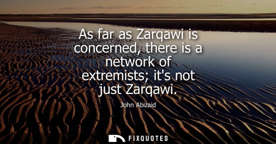 Small: As far as Zarqawi is concerned, there is a network of extremists its not just Zarqawi