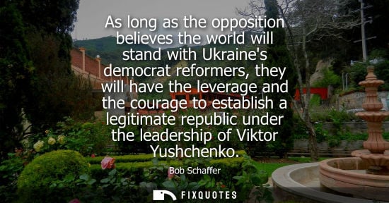 Small: As long as the opposition believes the world will stand with Ukraines democrat reformers, they will hav
