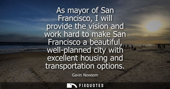 Small: As mayor of San Francisco, I will provide the vision and work hard to make San Francisco a beautiful, w