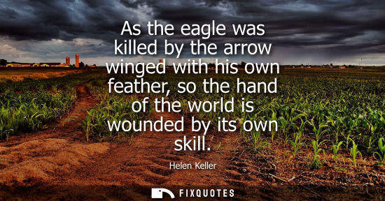 Small: As the eagle was killed by the arrow winged with his own feather, so the hand of the world is wounded b