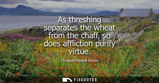 Small: As threshing separates the wheat from the chaff, so does affliction purify virtue