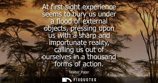 Small: At first sight experience seems to bury us under a flood of external objects, pressing upon us with a s