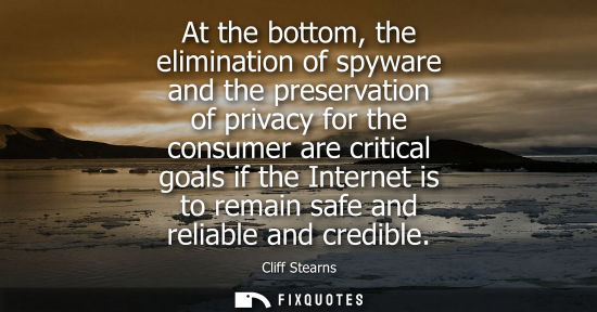 Small: At the bottom, the elimination of spyware and the preservation of privacy for the consumer are critical