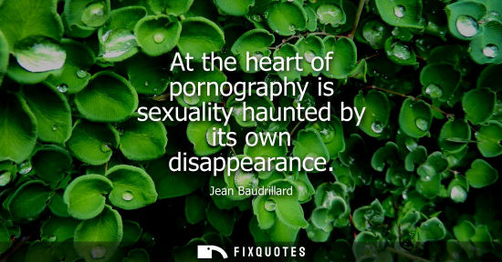 Small: At the heart of pornography is sexuality haunted by its own disappearance