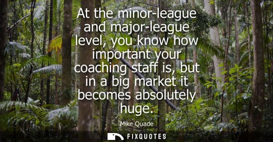 Small: At the minor-league and major-league level, you know how important your coaching staff is, but in a big