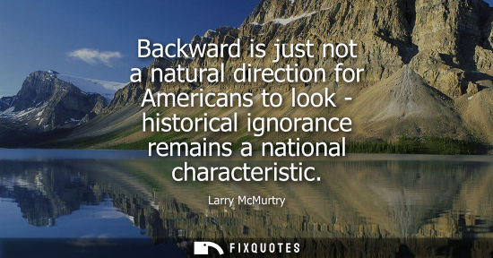 Small: Backward is just not a natural direction for Americans to look - historical ignorance remains a nationa