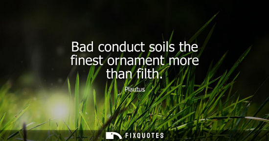 Small: Bad conduct soils the finest ornament more than filth