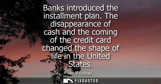 Small: Banks introduced the installment plan. The disappearance of cash and the coming of the credit card changed the