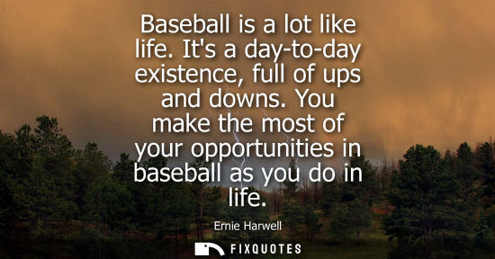 Small: Baseball is a lot like life. Its a day-to-day existence, full of ups and downs. You make the most of yo