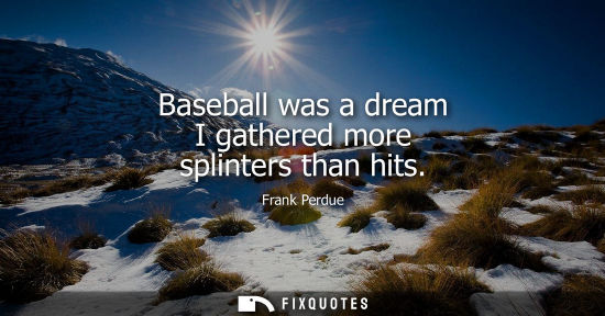 Small: Baseball was a dream I gathered more splinters than hits