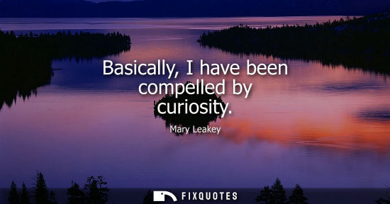 Small: Basically, I have been compelled by curiosity