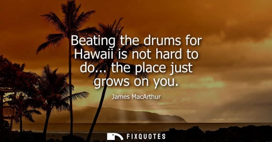 Small: Beating the drums for Hawaii is not hard to do... the place just grows on you