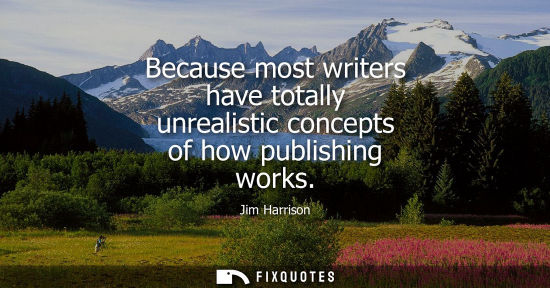 Small: Because most writers have totally unrealistic concepts of how publishing works