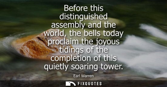 Small: Before this distinguished assembly and the world, the bells today proclaim the joyous tidings of the completio