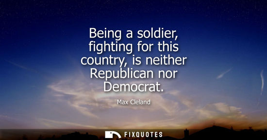 Small: Being a soldier, fighting for this country, is neither Republican nor Democrat