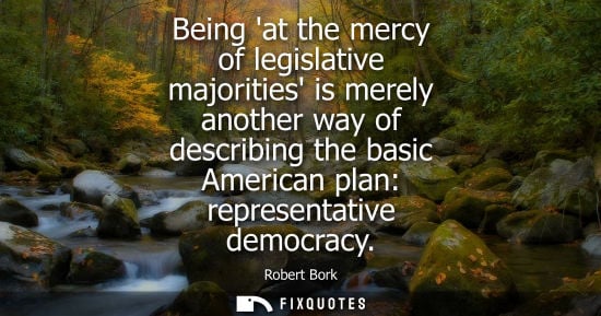 Small: Being at the mercy of legislative majorities is merely another way of describing the basic American pla