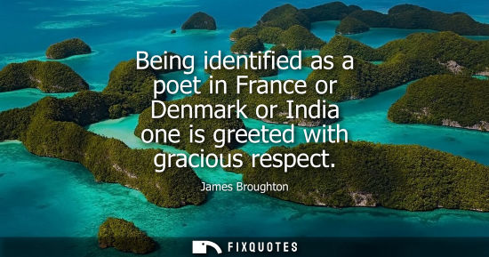 Small: Being identified as a poet in France or Denmark or India one is greeted with gracious respect