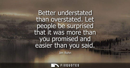 Small: Better understated than overstated. Let people be surprised that it was more than you promised and easi