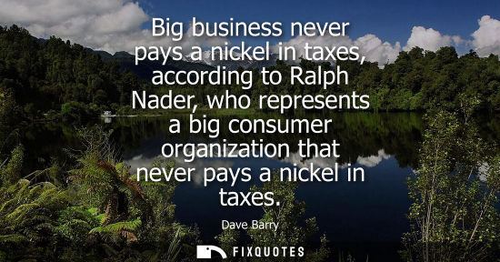 Small: Big business never pays a nickel in taxes, according to Ralph Nader, who represents a big consumer orga