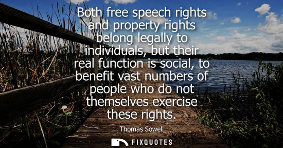 Small: Both free speech rights and property rights belong legally to individuals, but their real function is s