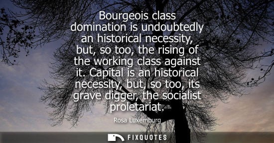 Small: Bourgeois class domination is undoubtedly an historical necessity, but, so too, the rising of the worki