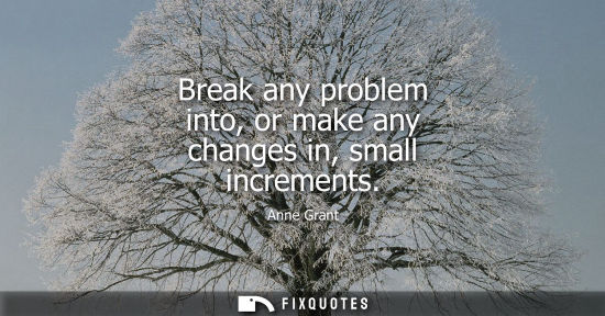 Small: Break any problem into, or make any changes in, small increments