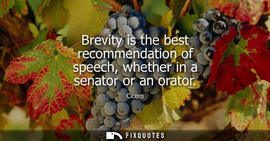 Small: Brevity is the best recommendation of speech, whether in a senator or an orator