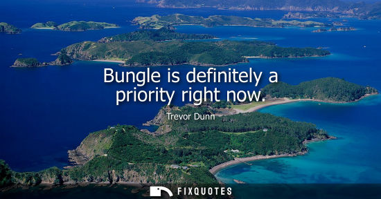 Small: Bungle is definitely a priority right now