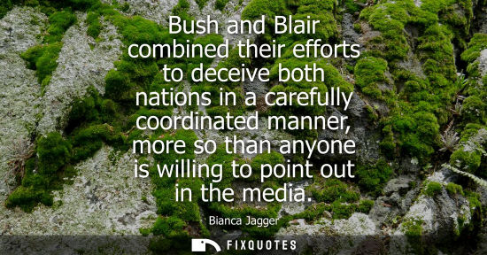 Small: Bush and Blair combined their efforts to deceive both nations in a carefully coordinated manner, more so than 
