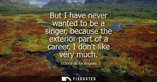 Small: But I have never wanted to be a singer, because the exterior part of a career, I dont like very much