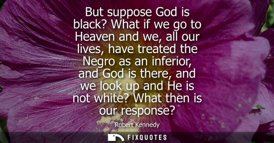 Small: But suppose God is black? What if we go to Heaven and we, all our lives, have treated the Negro as an i