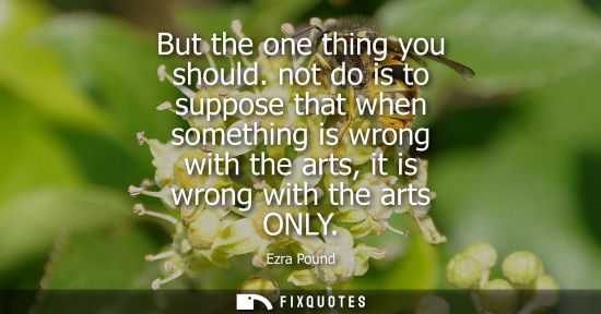Small: But the one thing you should. not do is to suppose that when something is wrong with the arts, it is wr