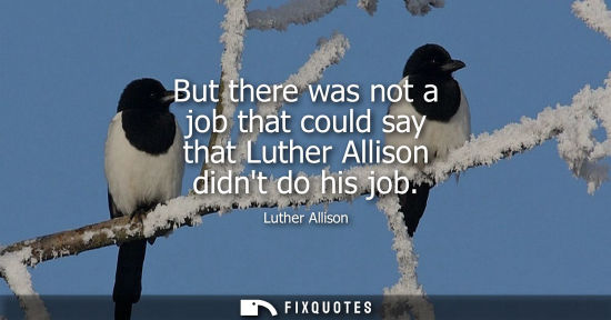 Small: But there was not a job that could say that Luther Allison didnt do his job