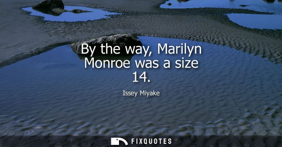 Small: By the way, Marilyn Monroe was a size 14