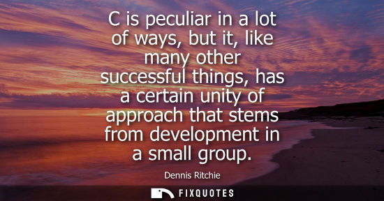 Small: C is peculiar in a lot of ways, but it, like many other successful things, has a certain unity of appro
