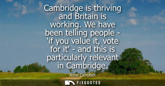Small: Cambridge is thriving and Britain is working. We have been telling people - if you value it, vote for i