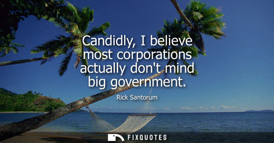 Small: Candidly, I believe most corporations actually dont mind big government