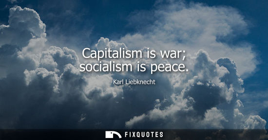 Small: Capitalism is war socialism is peace