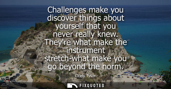 Small: Challenges make you discover things about yourself that you never really knew. Theyre what make the ins