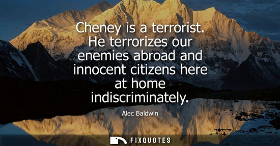 Small: Cheney is a terrorist. He terrorizes our enemies abroad and innocent citizens here at home indiscriminately