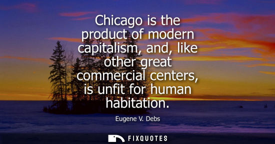 Small: Chicago is the product of modern capitalism, and, like other great commercial centers, is unfit for human habi