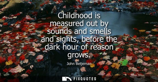Small: Childhood is measured out by sounds and smells and sights, before the dark hour of reason grows