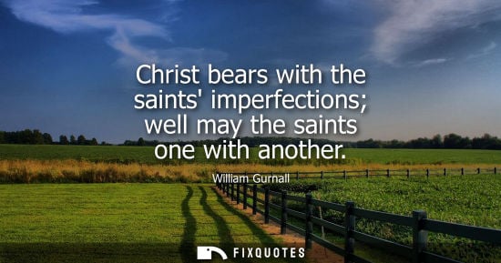 Small: Christ bears with the saints imperfections well may the saints one with another