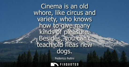 Small: Cinema is an old whore, like circus and variety, who knows how to give many kinds of pleasure. Besides,