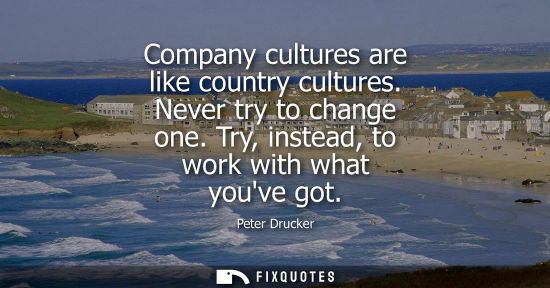 Small: Company cultures are like country cultures. Never try to change one. Try, instead, to work with what yo