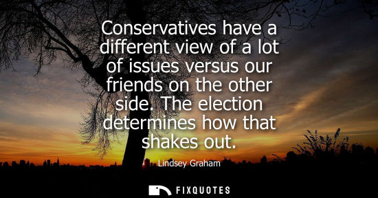 Small: Conservatives have a different view of a lot of issues versus our friends on the other side. The electi