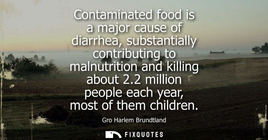 Small: Contaminated food is a major cause of diarrhea, substantially contributing to malnutrition and killing about 2